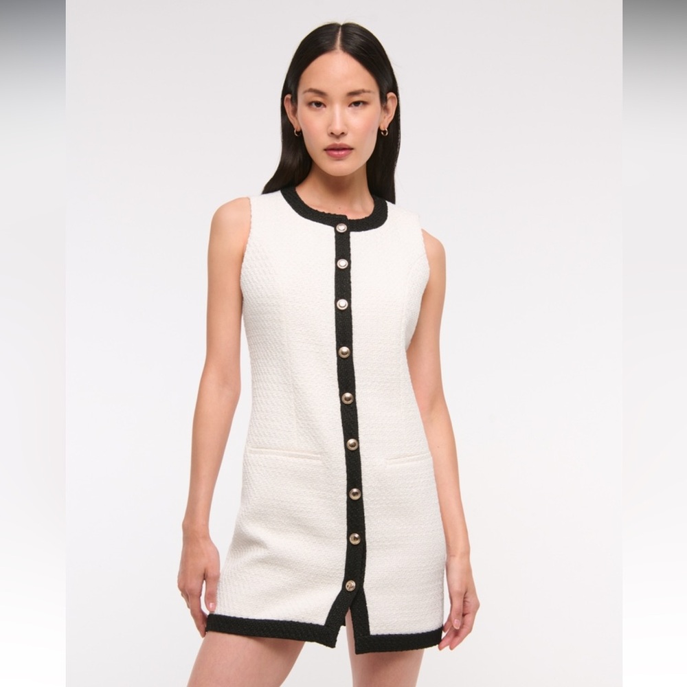 Abercrombie & Fitch White Mini Dress with Black Trim